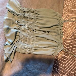 Anthropologie Light Green Ruffled Top